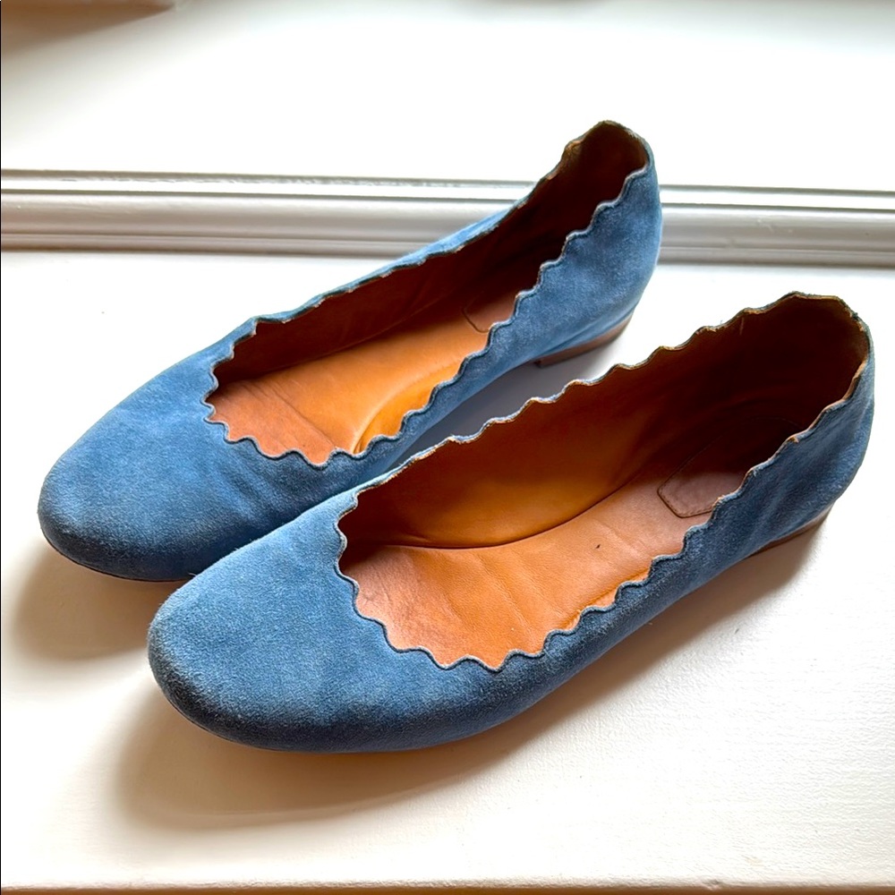Chloe Blue Suede Lauren Women's Flats - 39